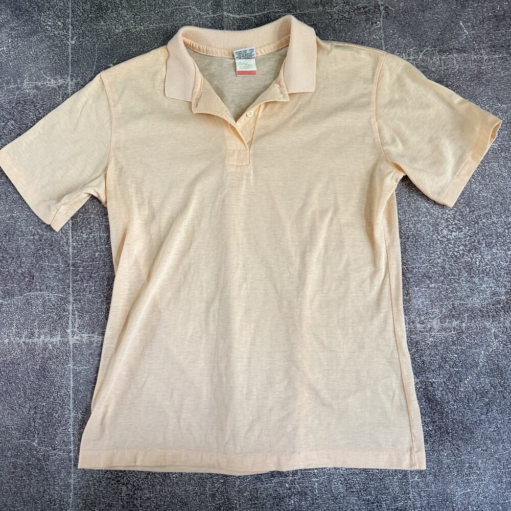 Men's Vintage 70's Head Sportswear Pastel Peach Orange Tennis Polo Shirt Sz M